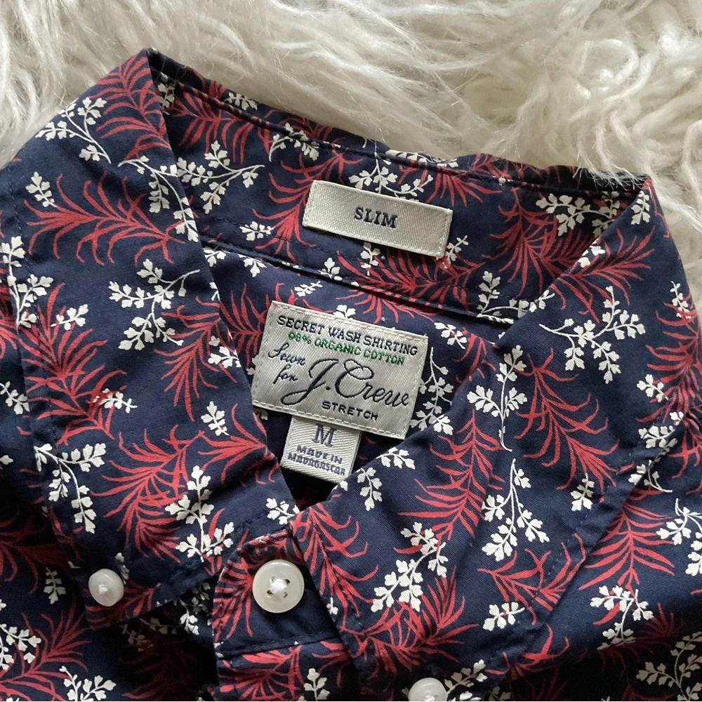 J Crew Long-sleeve‎ stretch Secret Wash cotton poplin slim shirt